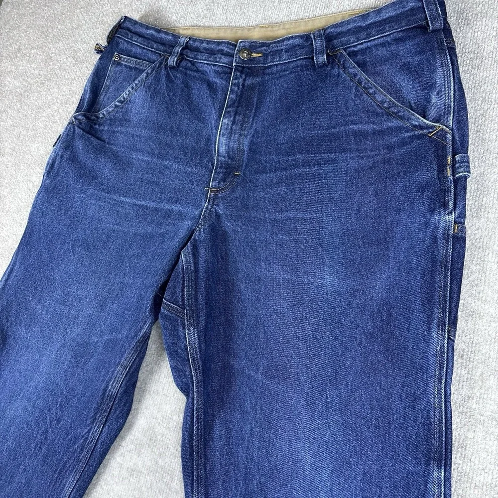 Duluth Trading Carpenter Jeans Mens 40x30 Blue Denim Work Pants Relaxed 5 Pocket